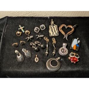 Lot of Vintage Black Theme Clip On Earrings & Pendants